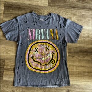 NIRVANA Kids T-Shirt in Distressed Gray with Colorful Logo
